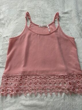 Have Dusty Pink Crochet-Hem Camisole